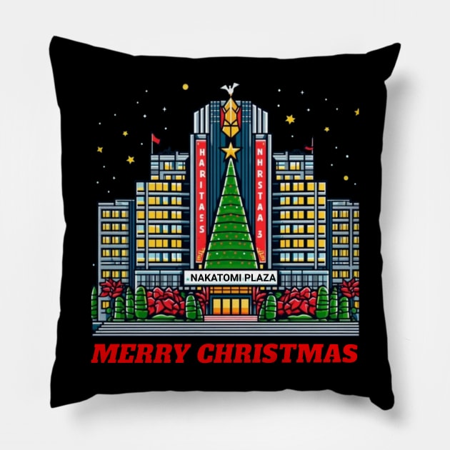 Nakatomi plaza Christmas Pillow by Imaginate