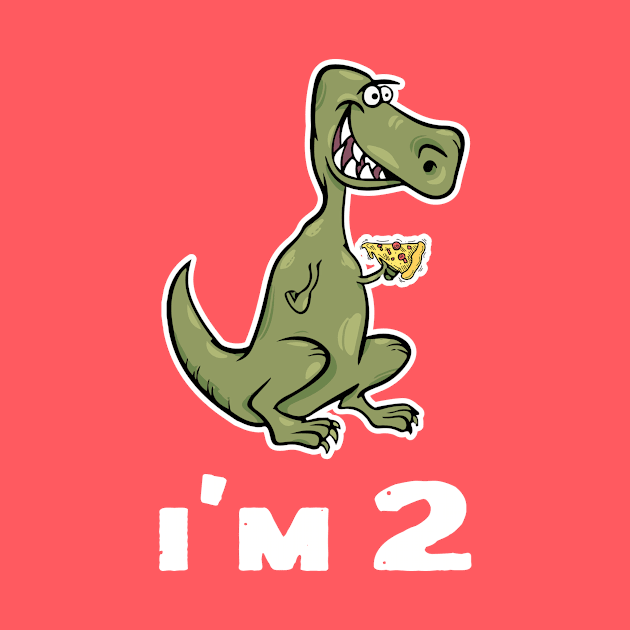 I'm 2 T-Rex Dinosaur Eating Pizza T Shirt by ashbashxb6