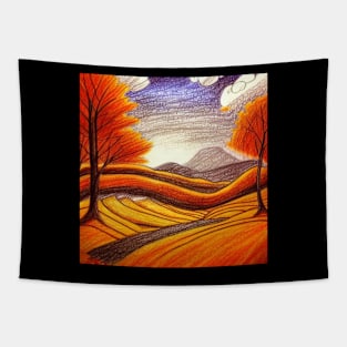 Landscape In Autumn Landscape Tapestry