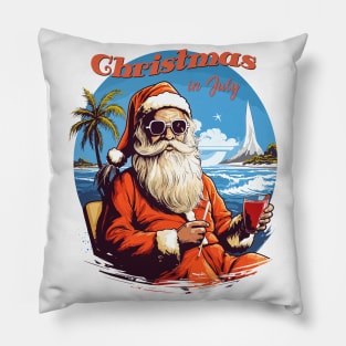 Santa's Vacation Vibes | "Christmas in July" Santa Tee Pillow