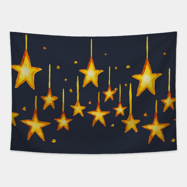 Gold stars christmas vibe Tapestry by SisiArtist