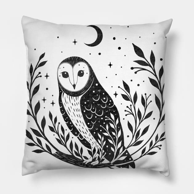 Owl Moon Pillow by Episodic Drawing