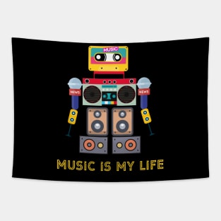 Music is my life,love music, robot Tapestry