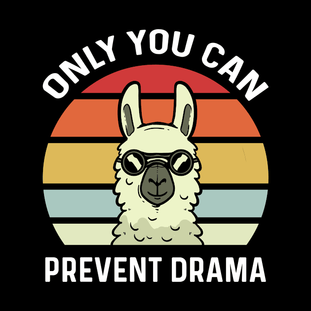 Only You Can Prevent Drama Llama Vintage Retro Zen by amango