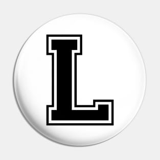 Initial Letter L - Varsity Style Design - Black text Pin