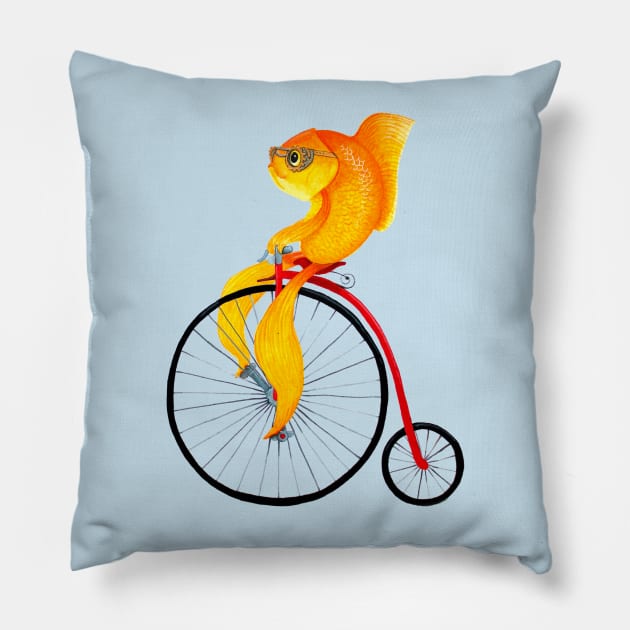 Penny Farthing Fish Pillow by KatherineAppleby