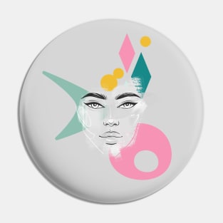 Abstract Art Face -  Retro Mid Century Modern Minimalist Pin