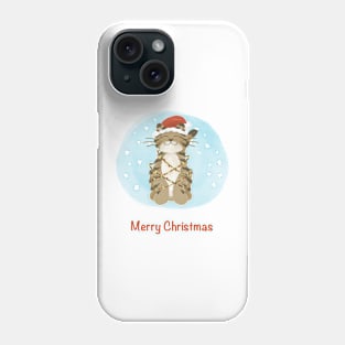 Merry Christmas cat with Christmas lights Phone Case