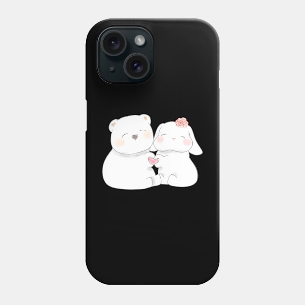 White bear anda Rabbit Couple Love | Bunniesmee Phone Case by GambarGrace