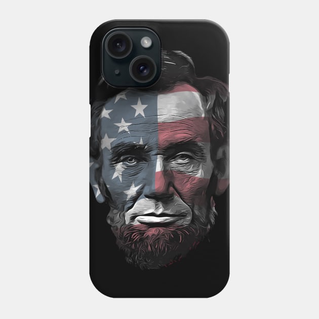 President Abraham Abe Lincoln with USA Flag Overlay Phone Case by hobrath