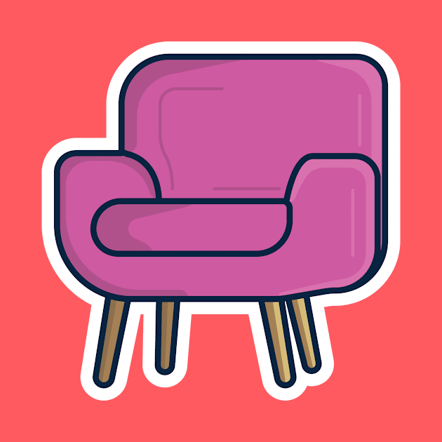 Sofa chair, Armchair for Living Room Sticker vector illustration. Interior indoor objects icon concept. Furniture for the home and office decoration sticker vector design with shadow. by AlviStudio