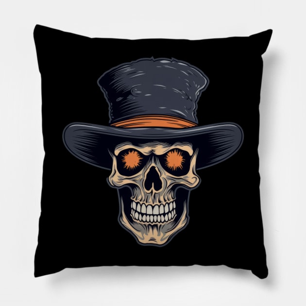 Skull with Hat Pillow by Merchgard