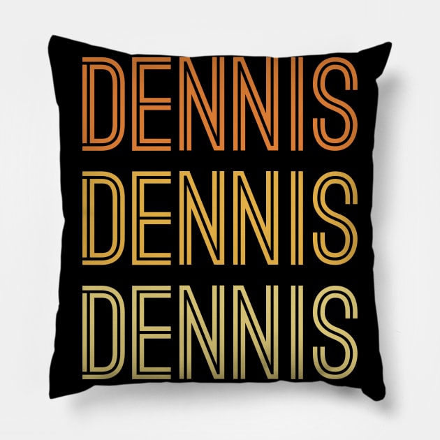 Dennis Name Vintage Retro Gift For Dennis Pillow by CoolDesignsDz