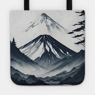 Serene Mount Fuji Sunset - Peaceful River Scenery Tote