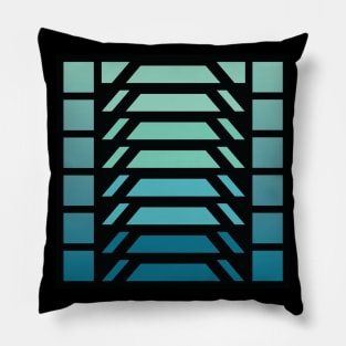 “Dimensional Stairway (No.1)” - V.3 Blue/Green - (Geometric Art) (Dimensions) - Doc Labs Pillow