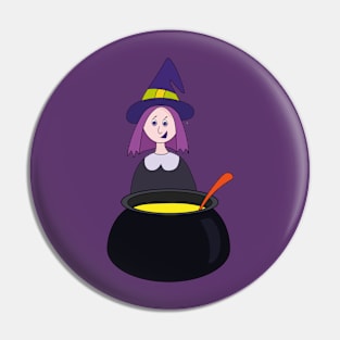 Little Witch Halloween Cauldron Pin