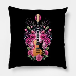 Electric guitar rose pink 20 Pillow