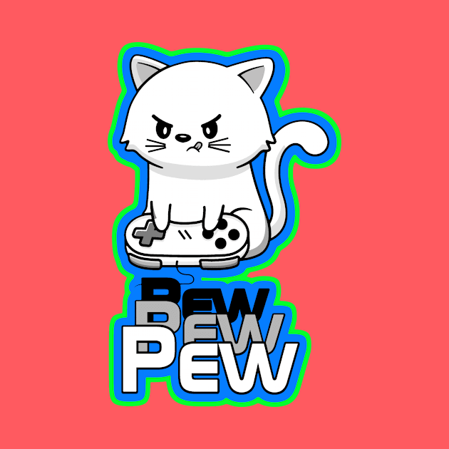 Gamer Cat Pew Pew Pew by AlondraHanley