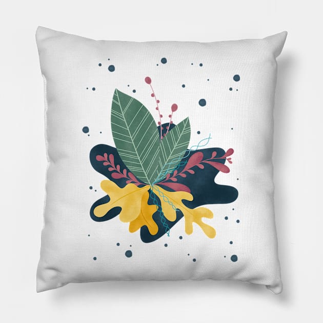 Floral Illustration Pillow by KlioStudio