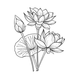 Lotus Blossom Line Art T-Shirt