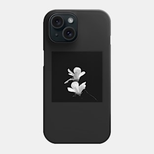 Two Magnolia Blossoms on Black Phone Case