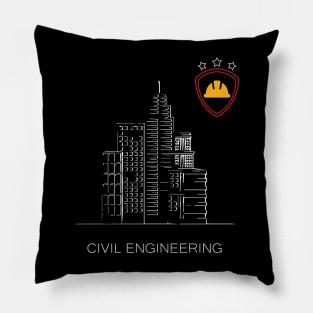 Civil engineering text, logo, and buildings Pillow