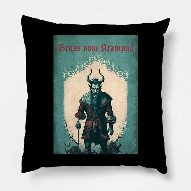 Gruss Vom Krampus Pillow by n23tees