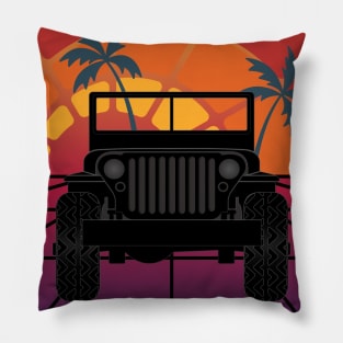 Retro Sunrise Jeep Pillow