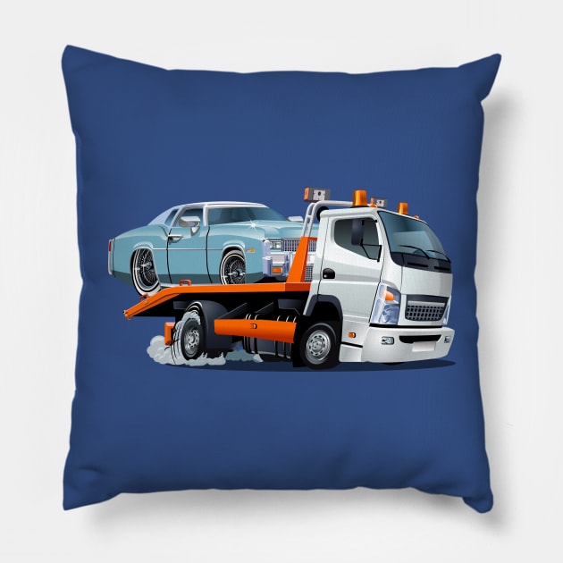 Cartoon tow truck Pillow by Mechanik