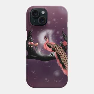 Wonderful peracock with little bird and rose Phone Case