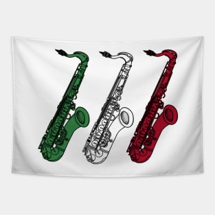 Saxophone Italian Flag Saxophonist Sax Player Italy Tapestry