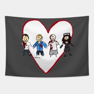 I Heart Saw Stick Figures Tapestry