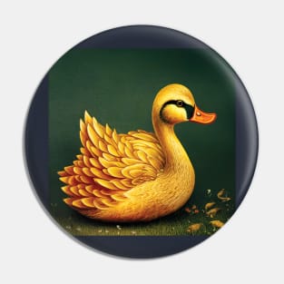 A Yellow Farmyard Duck in a Storybook Style Pin