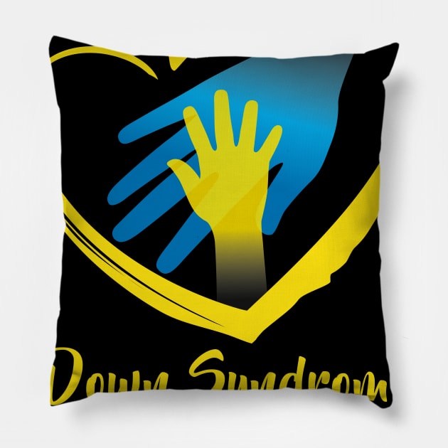 Holding Hands World Down Syndrome Awareness Day Pillow by nadinecarolin71415