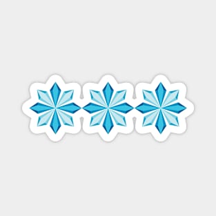 Three blue frozen snowflake floral design Magnet