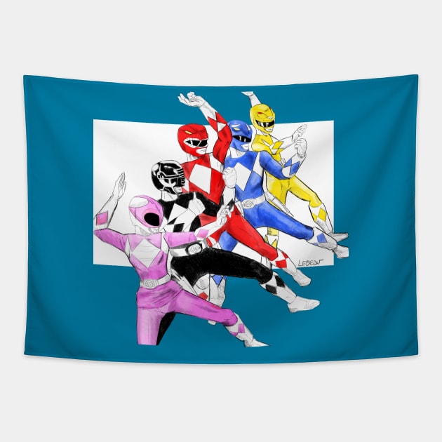 rangers in the time ecopop raiders art Tapestry by jorge_lebeau