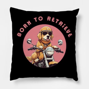 Born to retrieve | Rider dog | Golden retriever | Kawaii art Pillow