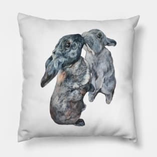 Gorgeous bunny painting 'having kisses'! Pillow