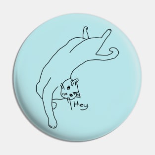 Relaxed 'Hey' Cat Line Drawing Pin