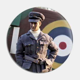 British WW2 RAF Pilot Posing with Spitfire Pin