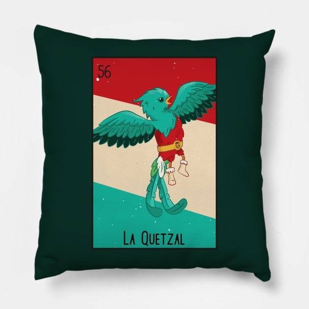 La Quetzal // Mexican Luchador Bird Loteria Card Pillow by SLAG_Creative