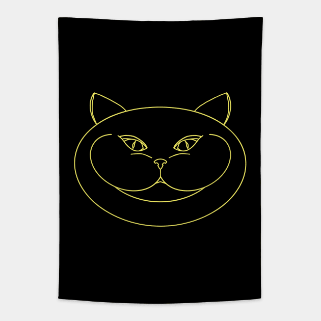 Smiley cat.Yellow Tapestry by KateQR
