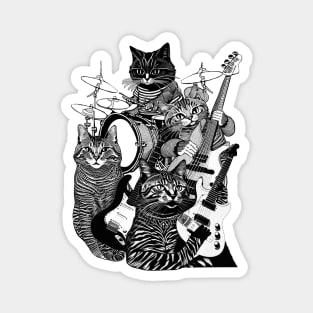 ROCK N ROLL CATS (Guitars, Bass, Drums) Cat Rock Band Magnet