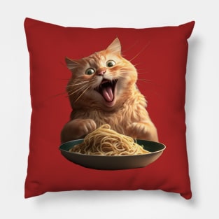 Cat Eating Spaghetti Pillow