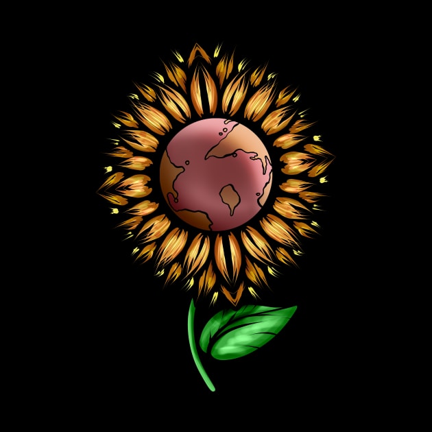 Sunflower With Earth In The Middle For Earth Day by SinBle