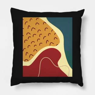 Warm Toned Sguiggle  Boho Abstract Shapes  Design Pillow