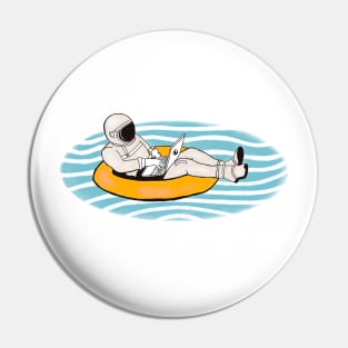 Summer astronauts working on remote waves pool space funny cute Pin