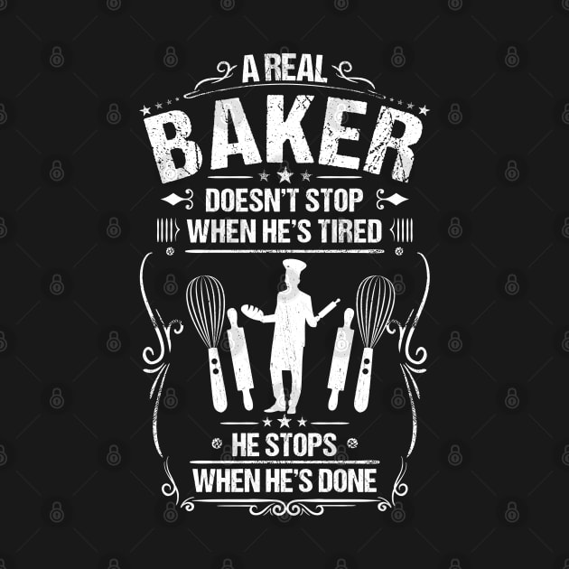 Baker Bakery Baking Gift Present Tired Done by Krautshirts