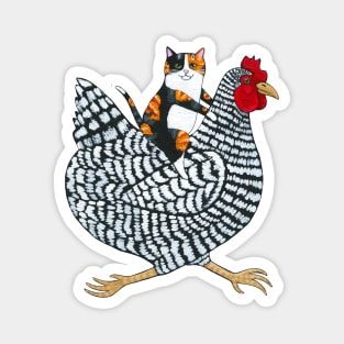 Calico Cat Chicken Ride Magnet