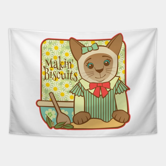 Siamese Cat Making Biscuits Tapestry by Sue Cervenka